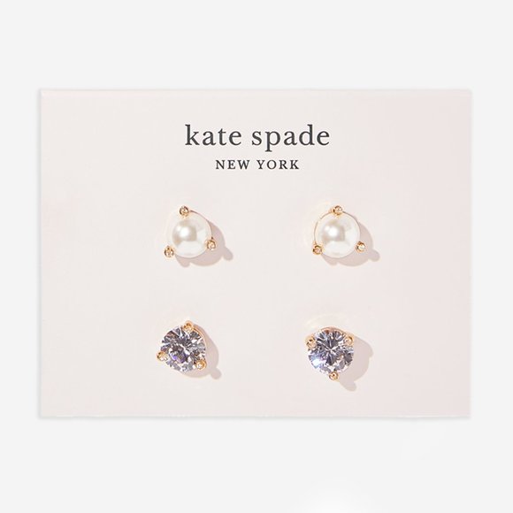 kate spade Jewelry - Kate Spade Set of 2 Pairs Earrings Pearl Crystal